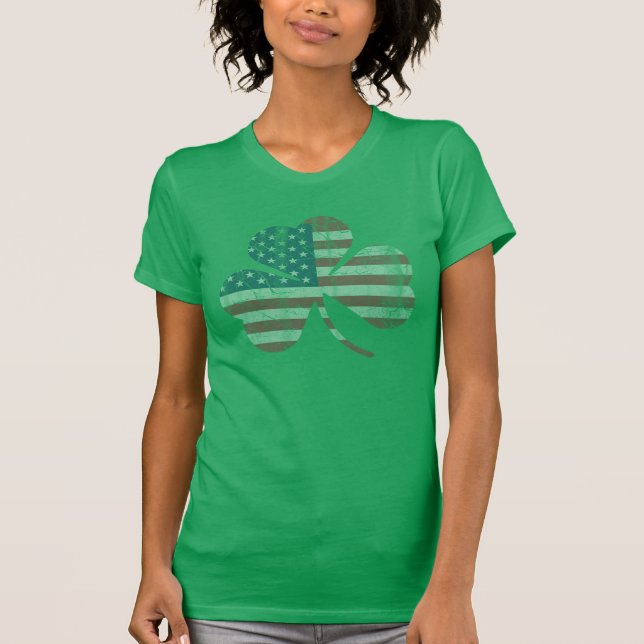Irish American Flag Kleeblatt St Patricks Day T-Shirt (Vorderseite)