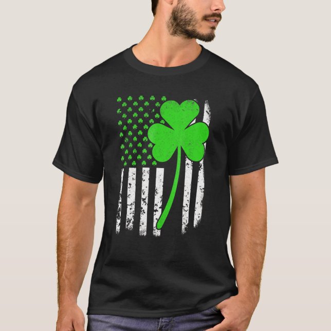 Irish American Flag Kleeblatt T-Shirt (Vorderseite)