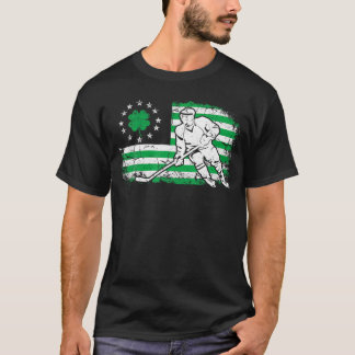 Irish American Flag Lucky Hockey St. Patrick's Day T-Shirt