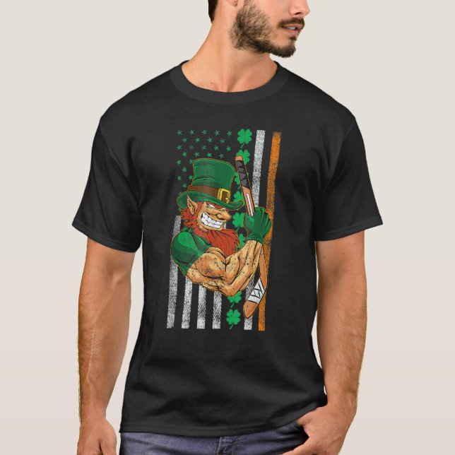 Irish American Flag Lucky Hockey St Patrick's Day T-Shirt (Vorderseite)