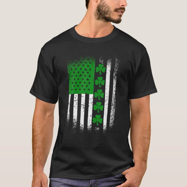 Irish American Flag Lucky Kleeblatt St Patrick's D T-Shirt (Vorderseite)