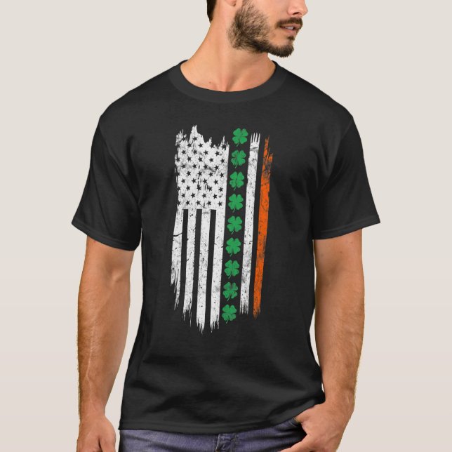 Irish American flag Patrick's day Ireland Shamrock T-Shirt (Vorderseite)