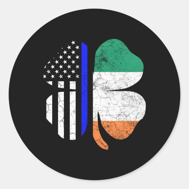 Irish American Flag Police Officer St Patricks Day Runder Aufkleber (Vorderseite)