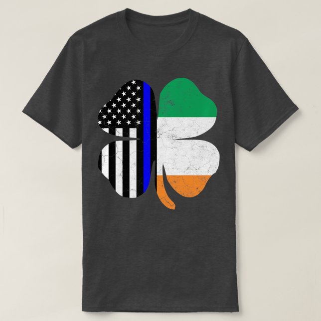 Irish American Flag Police Officer St Patricks Day T-Shirt (Design vorne)