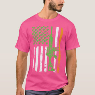Irish American Flag Shirt Gun St Patrick's Day Shi