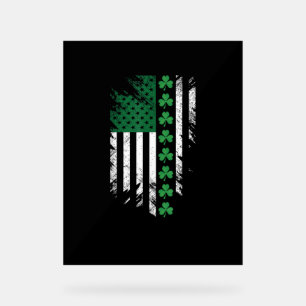 Irish American Flag Shirt St. Patrick's Day T-Shir Acrylschild