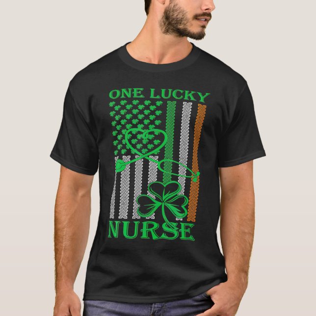 Irish-American-Flag St. Patrick's Day One Lucky Ki T-Shirt (Vorderseite)
