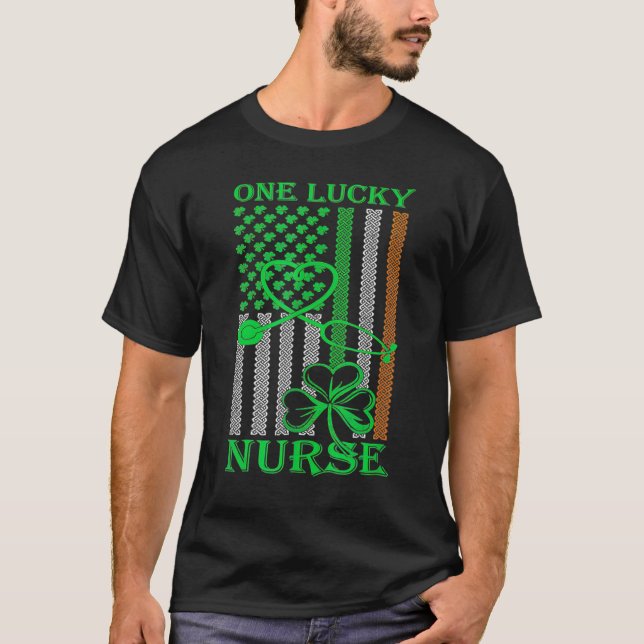 Irish American Flag St Patrick's Day One Lucky Nur T-Shirt (Vorderseite)