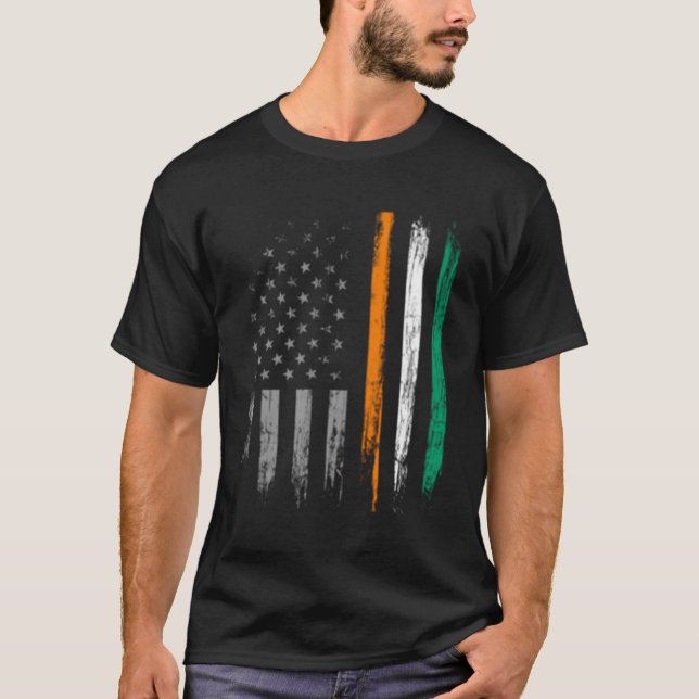 Irish American Flag St Patrick's Day T-Shirt (Vorderseite)