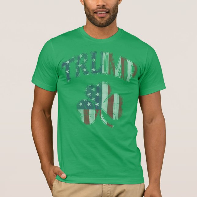 Irish American Flag Trump Kleeblatt 2016 T-Shirt (Vorderseite)