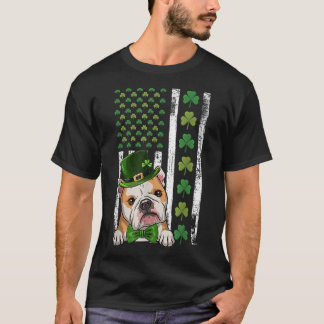Irish American Flag Vintag French Bulldog ST PATR T-Shirt