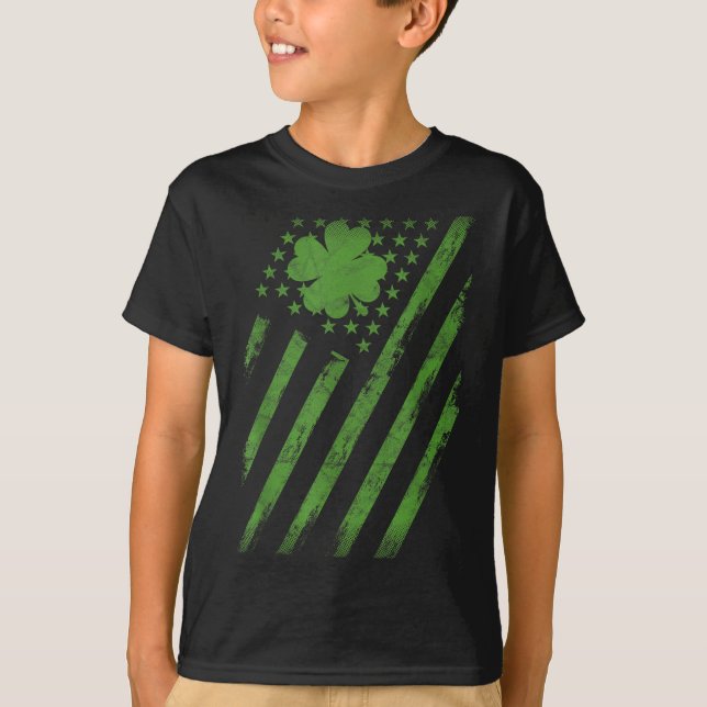 Irish American Flag With Shamrock Luck St Patrick' T-Shirt (Vorderseite)