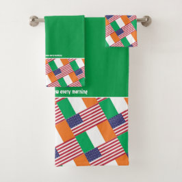 IRISH AMERICAN FLAGS | Christliche Schrift Badhandtuch Set