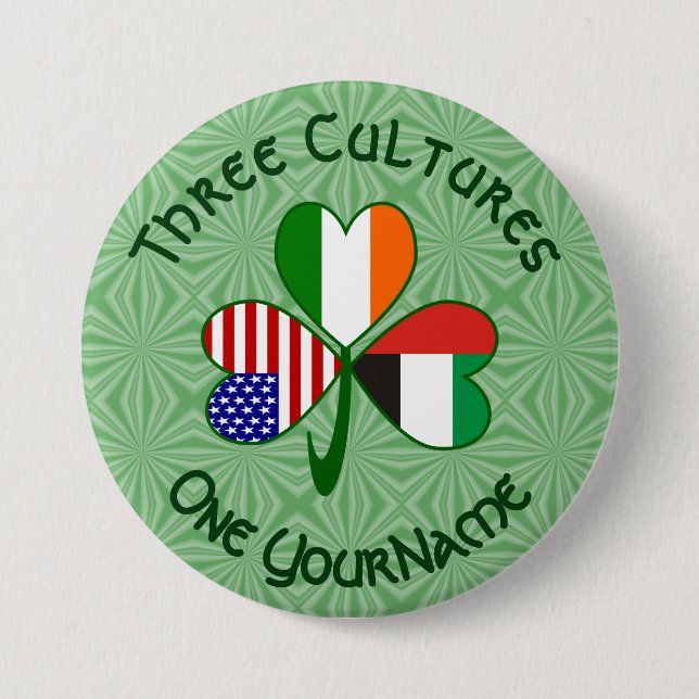Irish American Flags Kleeblatt der Vereinigten Ara Button (Vorderseite)