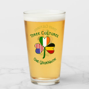 Irish American Flags Kleeblatt Personalisiert Glas