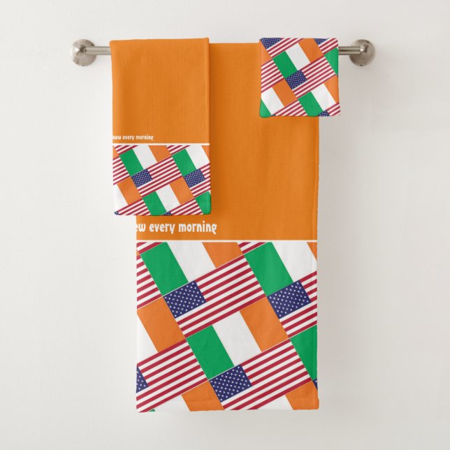 IRISH AMERICAN FLAGS Personalisiert Scripture ORAN Badhandtuch Set (Insitu)