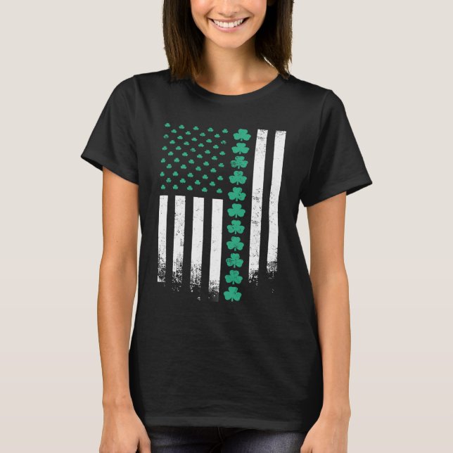 Irish American Kleeblatt U S American Flag St Patr T-Shirt (Vorderseite)