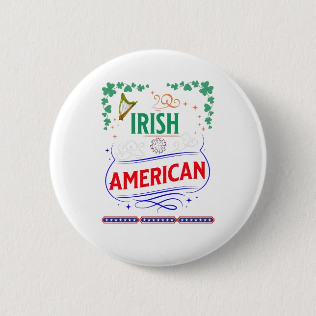Irish American Kleeblatts Harp Banner Fireworks Button (Vorderseite)