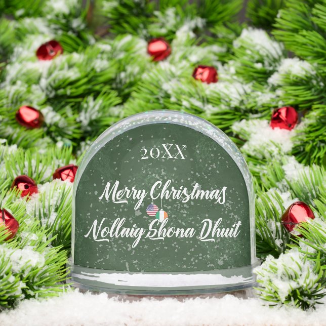 Irish American Merry Christmas Nollaig Shona Dhuit Schneekugeln (Weihnachten)