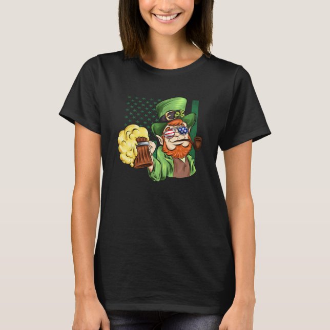 Irish American Patriotic Murica  leprechaun T-Shirt (Vorderseite)