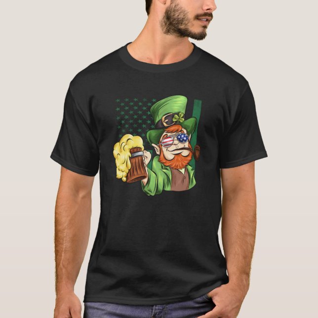 Irish American Patriotic Murica  leprechaun T-Shirt (Vorderseite)