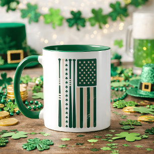 Irish American Shamrock Flaggen Kaffeetasse