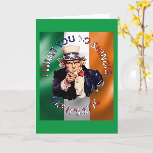 Irish American Uncle Sam Celebration Shindig Karte (Gelbe Blume)