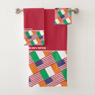 IRISH AMERIKAN FLAGS Personalisierte Schrift RED Badhandtuch Set