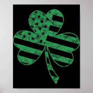 Irish-amerikanische Flagge Vintage Shamrock St. Pa Poster
