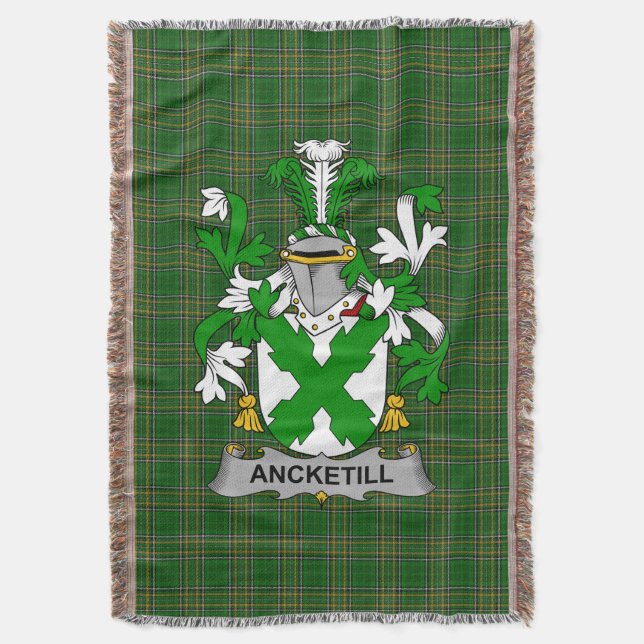 Irish Ancketill Coat of Arms Familienwappen Irland Decke (Vorderseite Vertikal)