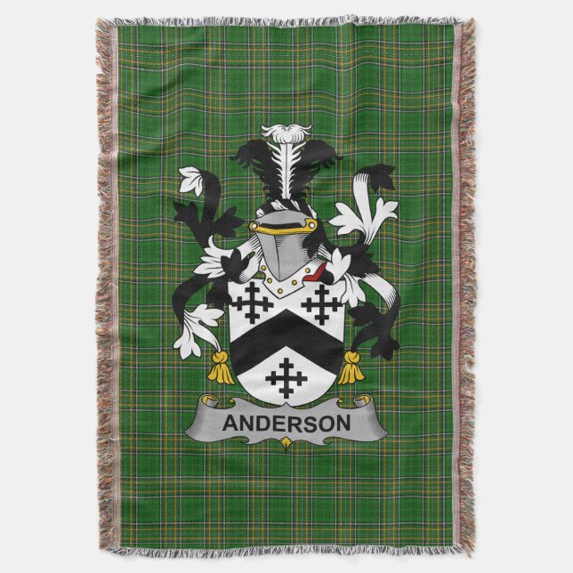 Irish Anderson Coat of Arms Familienwappen Irland Decke (Vorderseite Vertikal)