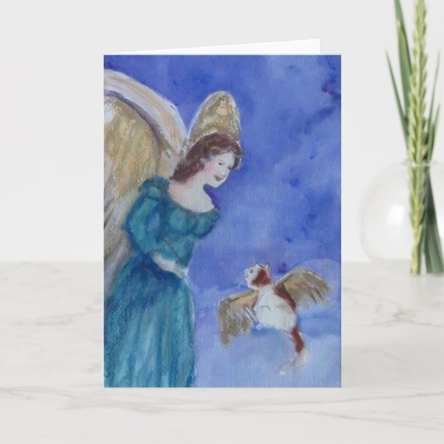 Irish Angel and Cat Angel Blank Greeting Card Karte (Vorderseite)