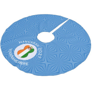 Irish Angel Hanukkah-Flagge Personalisiert  Polyester Weihnachtsbaumdecke