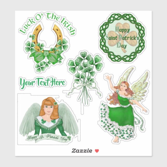 Irish Angel Kleeblatt Vinyl Set Aufkleber (Blatt)