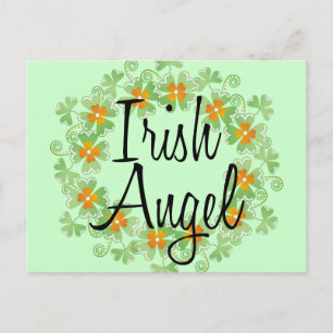 Irish Angel Kleeblatt Wreath Postkarte