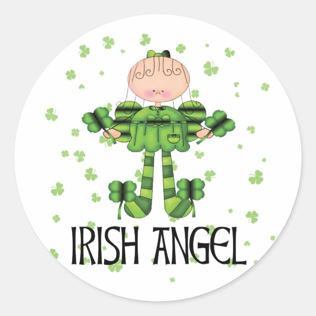 Irish Angel Runder Aufkleber (Vorderseite)