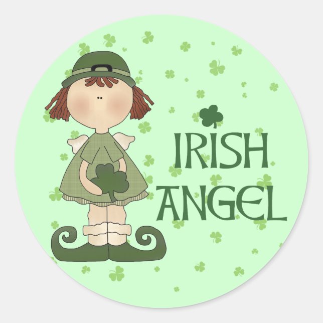 Irish Angel Runder Aufkleber (Vorderseite)
