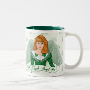 Irish Angel und Banner Zweifarbige Tasse