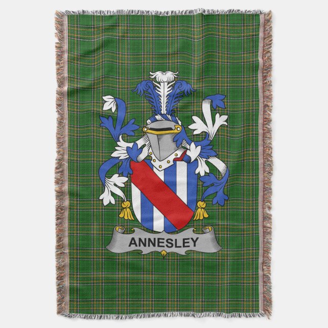 Irish Annesley Coat of Arms Familienwappen Irland Decke (Vorderseite Vertikal)