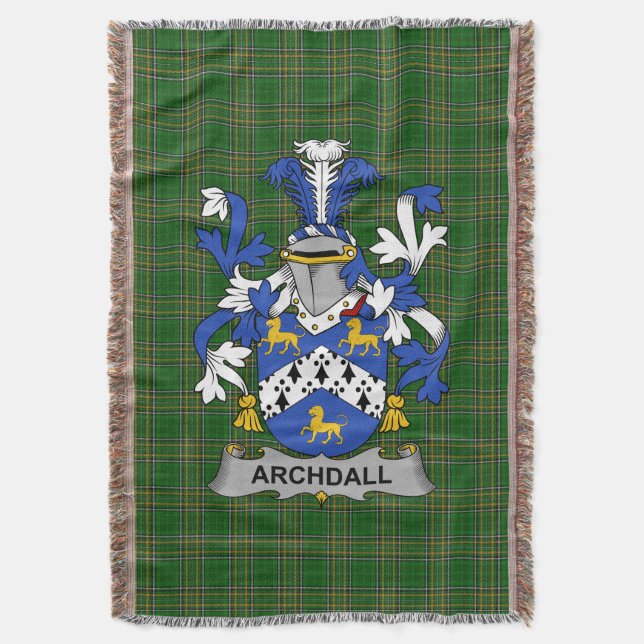 Irish Archdall Coat of Arms Familienwappen Irland Decke (Vorderseite Vertikal)