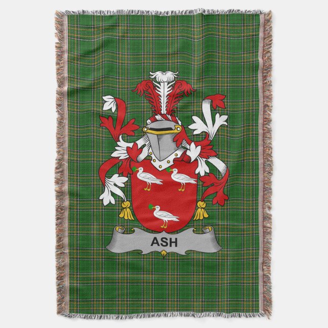 Irish Ash Coat of Arms Familienwappen Irland Decke (Vorderseite Vertikal)