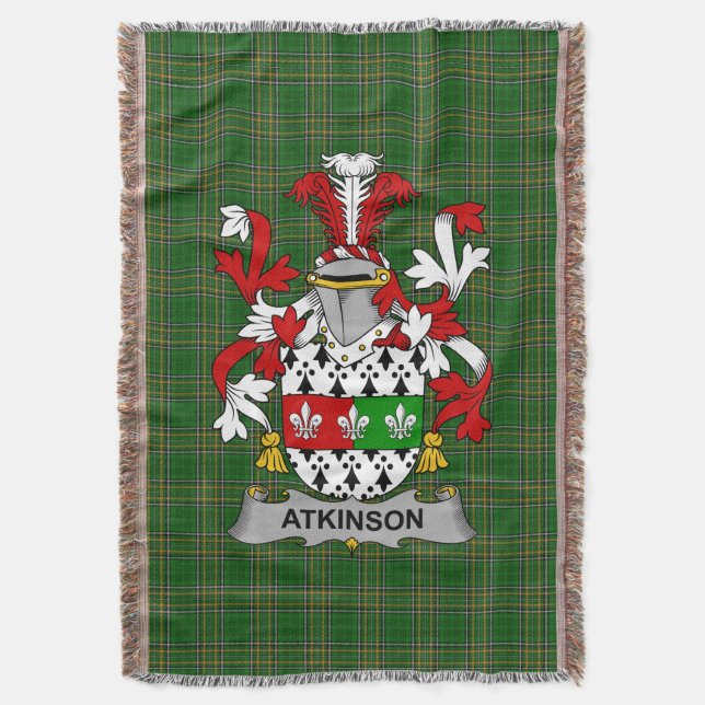 Irish Atkinson Coat of Arms Familienwappen Irland Decke (Vorderseite Vertikal)
