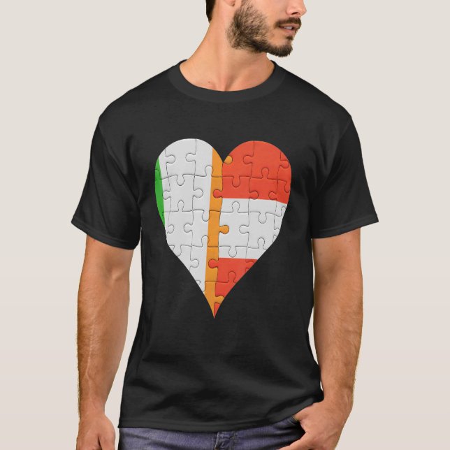 Irish Austrian Flag Heart T-Shirt (Vorderseite)