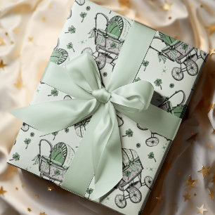 Irish Baby Carriage St Patrick's Day Baby Shower Geschenkpapier