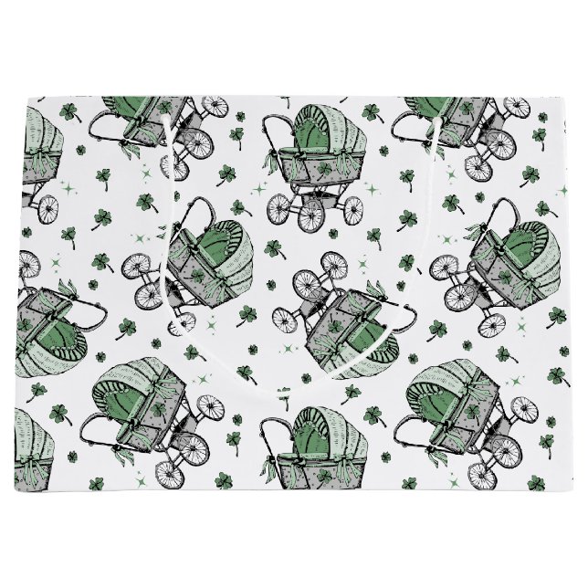 Irish Baby Carriage St Patrick's Day Baby Shower Große Geschenktüte (Vorderseite)