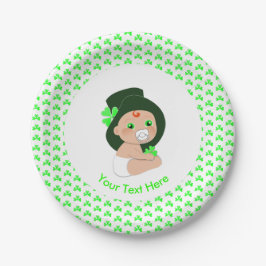 Irish Baby Leprechaun Lucky Kleeblatt Babydusche Pappteller