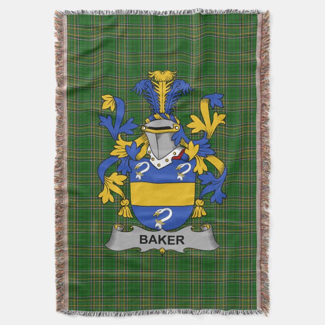 Irish Baker Coat of Arms Familienwappen Irland Decke (Vorderseite Vertikal)