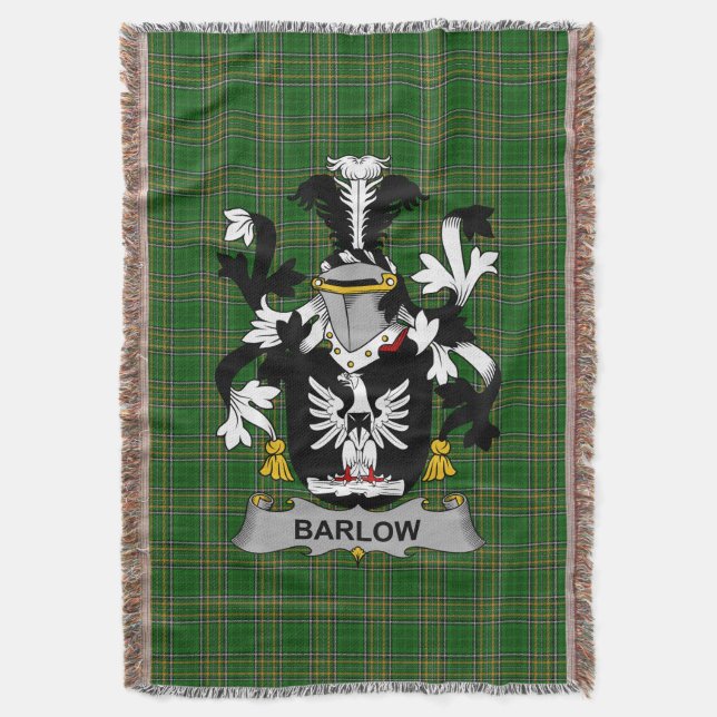 Irish Barlow Coat of Arms Familienwappen Irland Decke (Vorderseite Vertikal)
