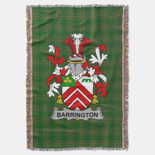 Irish Barrington Coat of Arms Familienwappen Irlan Decke (Vorderseite Vertikal)