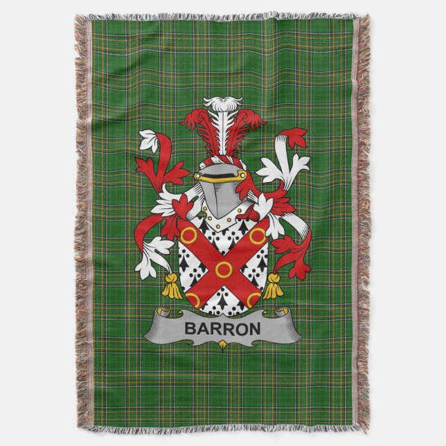 Irish Barron Coat of Arms Familienwappen Irland Decke (Vorderseite Vertikal)